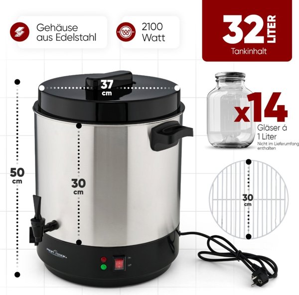 ProfiCook PC-EKA 1283 Ηλεκτρικό Φουρνάκι Κουζίνας 30lt, 1600W, Μαύρο