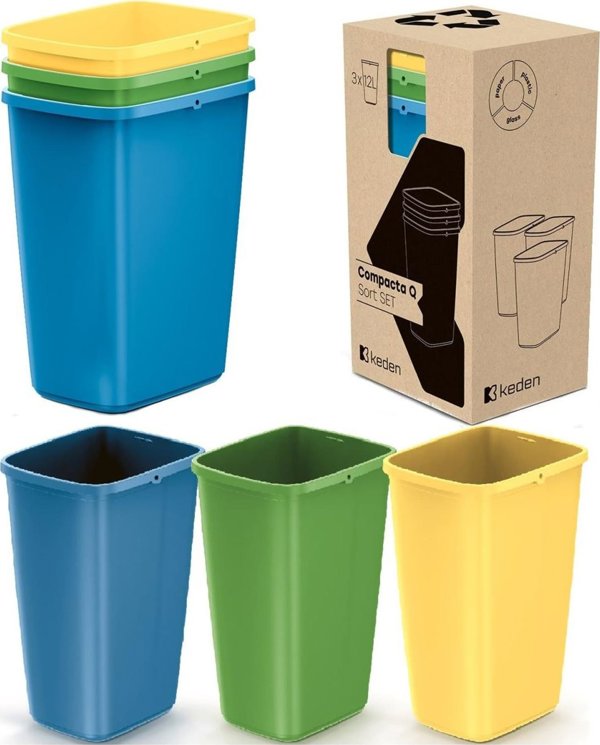 PROSPERPLAST ΚΑΔΟΣ ΑΠΟΡΡΙΜΜΑΤΩΝ 12 L COMPACTA Q SORT ΣΕΤ ΧΡΩΜΑ