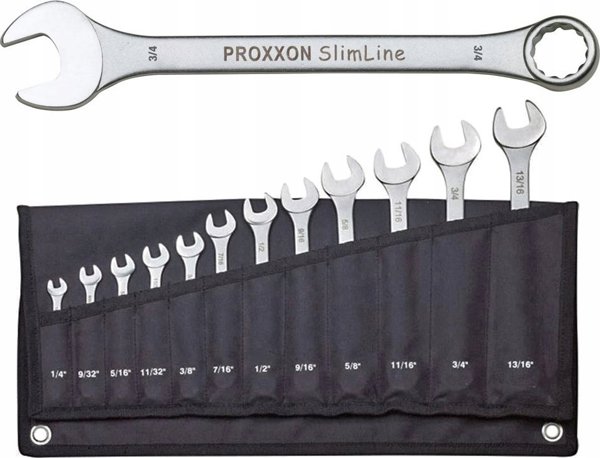 Proxxon Σετ Συνδυαστικών Κλειδιών Ιντσών 12 Τεμάχια - SlimLine Σε Υφασμάτινη Θήκη (PR23816)