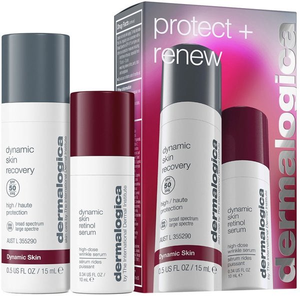 Σετ Προστασίας + Ανανέωσης Dermalogica: Δυναμικό Δέρμα, Ρετινόλη, Αντιρυτιδικός Ορός, Για Πρόσωπο, 10 ml + Δυναμικό Δέρμα, Ρετινόλη, Αντιρυτιδικός Ορός, Για Πρόσωπο, SPF 50, 15 ml Unisex