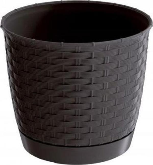 Prosperplast Γλάστρα Ratolla Στρογγυλή με Βάση, Πλαστική, Umbra, 22x19,5cm