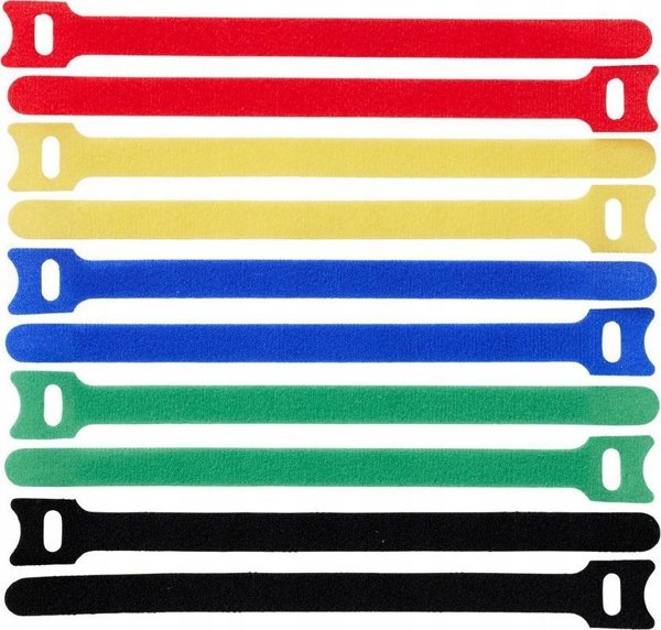 ProXtend Velcro Αυτοκόλλητοι Ιμάντες Σύσφιξης 20cm x 12mm, Multi-Color, 10 Τεμάχια (CM-HL02012-10MC)