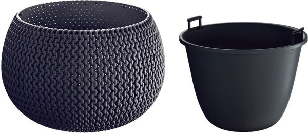 Prosperplast Splofy Bowl Διακοσμητική Γλάστρα Ανθρακί, Διάμετρος 29cm