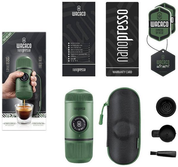 Φορητή μηχανή εσπρέσο WACACO Nanopresso Moss Green + Θήκη WACACO