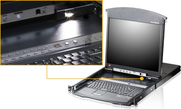 Διακόπτης Aten KVM Over-IP ATEN KL1516AiM, 43 cm TFT, VGA, PS/2-USB μέσω Cat 5, 16-port, γερμανικός