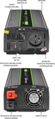 Μετατροπέας QOLTEC Μετατροπέας τάσης Monolith | 1000W | 2000W | 12V σε 230V | Καθαρό Ημίτονο
