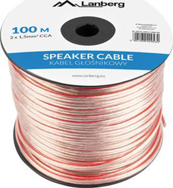 Καλώδιο Lanberg ηχείων 2x1.5mm2 100m διαφανές
