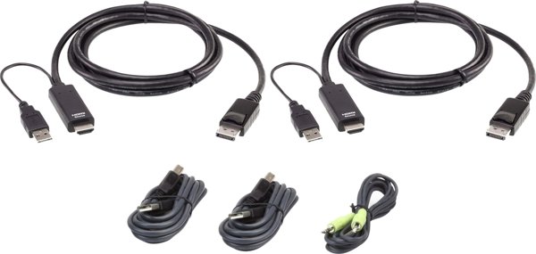 Aten 2L-7D02UHDPX5 Καλώδιο KVM DisplayPort με USB, Μαύρο, 1.8m