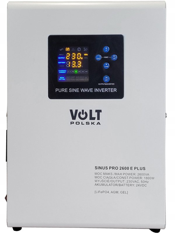 Przetwornica VOLT POLSKA SINUSPRO 2600 E PLUS 24/230V (1800/2600W) [AGM, GEL, LiFePO4]