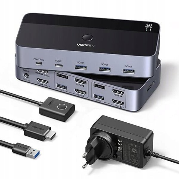 Διακόπτης KVM HDMI για δύο οθόνες Ugreen AK500, 2 είσοδοι 2 έξοδοι