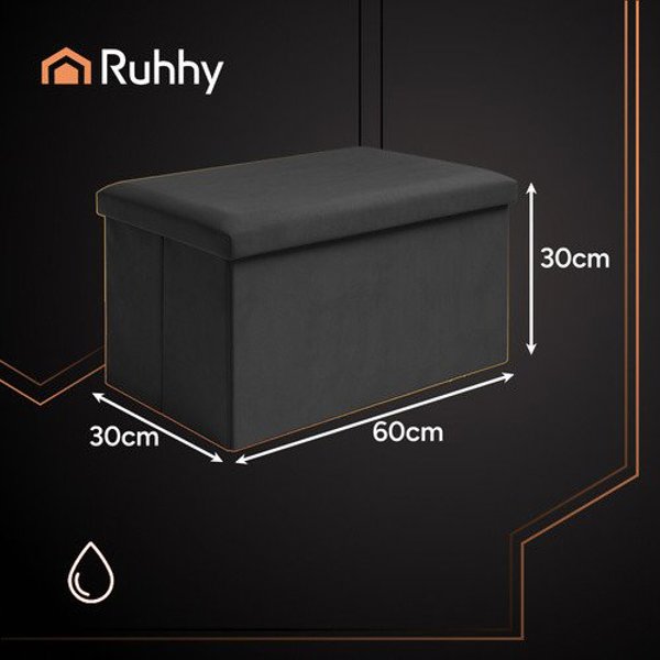 Βελούδινο πουφ μαύρο 60x30x30 cm Ruhhy 25995