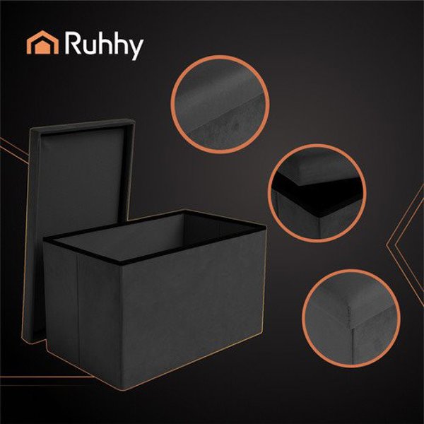 Βελούδινο πουφ μαύρο 60x30x30 cm Ruhhy 25995