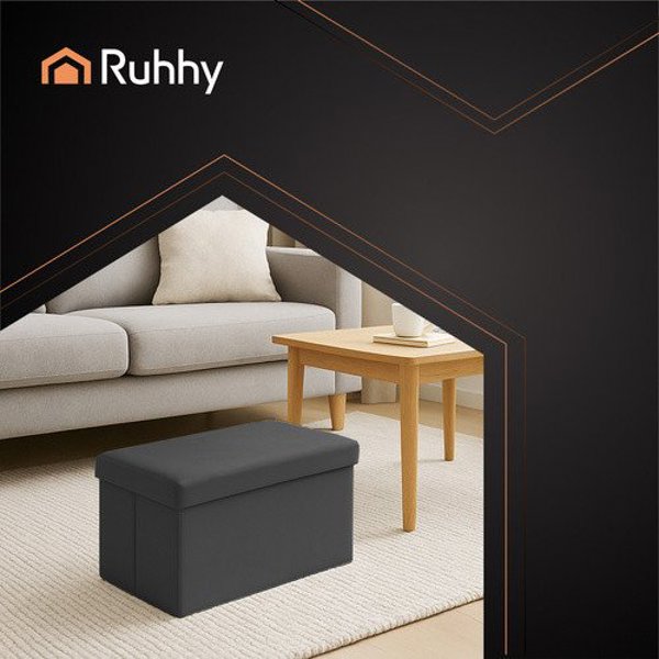 Βελούδινο πουφ μαύρο 60x30x30 cm Ruhhy 25995