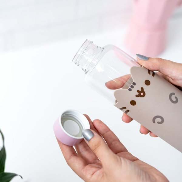 Pusheen Γυάλινο Μπουκάλι Νερού 500ml με Θήκη Σιλικόνης - Πολύχρωμο