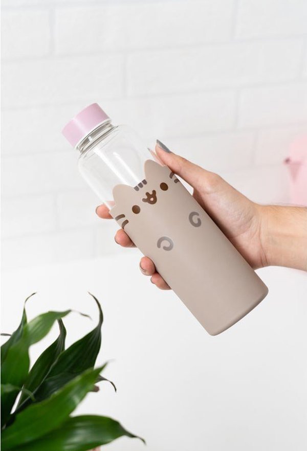 Pusheen Γυάλινο Μπουκάλι Νερού 500ml με Θήκη Σιλικόνης - Πολύχρωμο