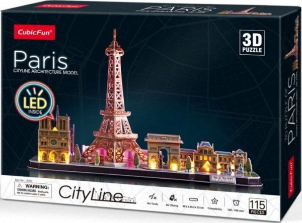 NoName 3D Puzzle City Line Παρίσι με LED Φωτισμό, 115 Κομμάτια, 10+ Ετών - L525H