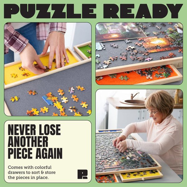 Puzzle Ready - Φορητός πίνακας παζλ, 1500 κομμάτια, 6 δίσκοι ταξινόμησης