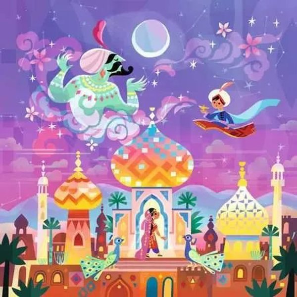 Παζλ για παιδιά: Magiczna lampa Alladyna 64el