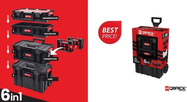 Qbrick System Two Cart 6in1 Εργαλειοθήκη Σετ με Organizer και Box 100 Flex, 526x307x125mm