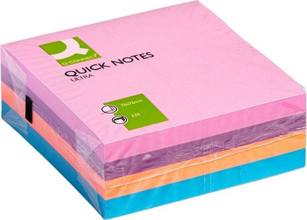 Q-Connect Αυτοκόλλητες Σημειώσεις σε Κύβο, 76x76mm, 4x80 Φύλλα, Μίγμα Χρωμάτων