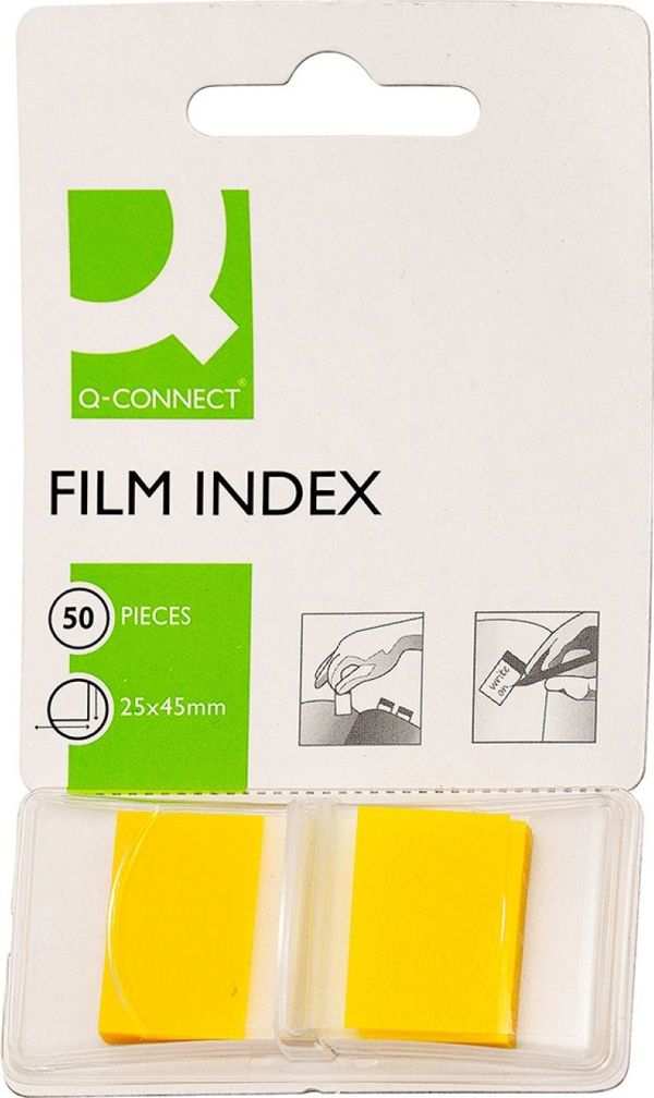 Q-Connect Αυτοκόλλητοι Σελιδοδείκτες PP, 25,4x43,7mm, 50 Φύλλα, Κίτρινο