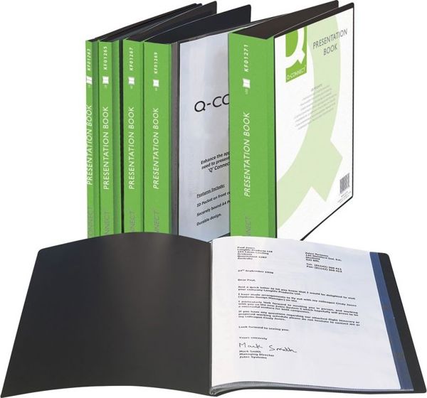 Q-Connect Φάκελος Παρουσίασης Προσφορών με 10 Διαφάνειες, A4, 460 micron, Μαύρο