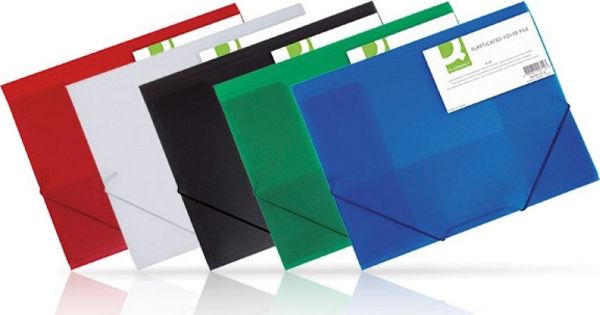 Q-Connect Φάκελος με λάστιχο PP, A4, 400 μικρ., 3-πτύχ., διαφανής λευκός