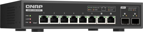 QNAP QSW-L3208-2C6T Διαχειριζόμενος Ethernet Switch L2 10G desktop Μαύρο