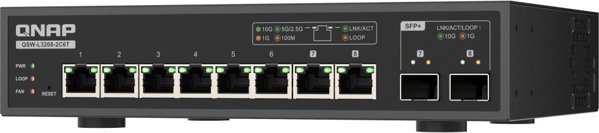 QNAP QSW-L3208-2C6T Διαχειριζόμενος Ethernet Switch L2 10G desktop Μαύρο