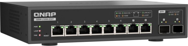 QNAP QSW-L3208-2C6T Διαχειριζόμενος Ethernet Switch L2 10G desktop Μαύρο