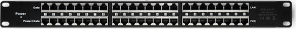 Qoltec Patch panel RACK 48V 24 porty Passive PoE Injector Czarny (54477)