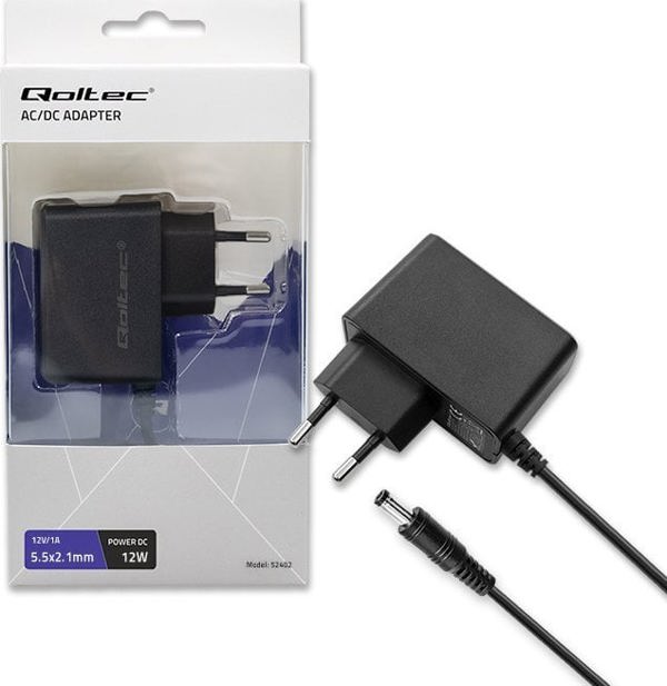 Qoltec Zasilacz wtyczkowy 12W | 12V | 1A | 5.5*2.1