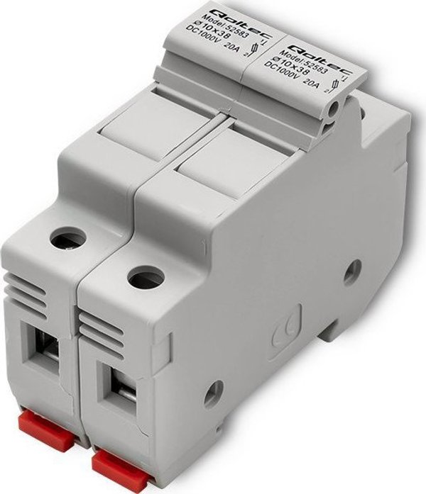 Qoltec Βάση Ασφάλειας για Φωτοβολταϊκά 2P, 1000V, 20A, 10x38mm, με Ασφάλεια DC