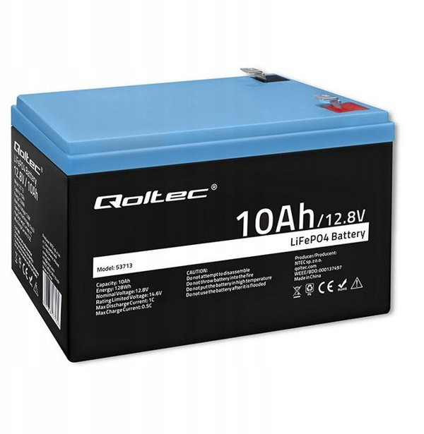Qoltec Akumulator LiFePO4 Litowo-Zelazowo-Fosforanowy | 12.8V | 10Ah | 128Wh | BMS