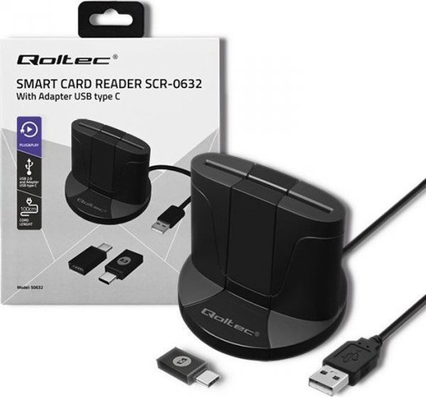 Qoltec Αναγνώστης Έξυπνων Καρτών Chip ID SCR-0632 USB Type-C