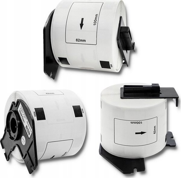 Ταινία Qoltec για BROTHER DK-11202 | 62mm x 100mm | 300 ετικέτες | Λευκή / Μαύρη εκτύπωση | Ρολό με λαβή