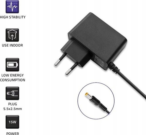 QOLTEC Τροφοδοτικό πρίζας 15W | 15V | 1A | 5.5*2.5