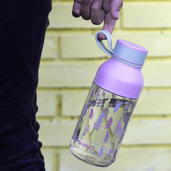 Quokka Quokka Ice Kids με λουράκι - Μπουκάλι νερού από τριτάνιο 430 ml με λουράκι (Feathers)