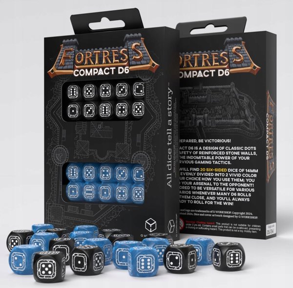 Ζάρια Q-Workshop Compact D6: Forteca - Μαύρο και μπλε