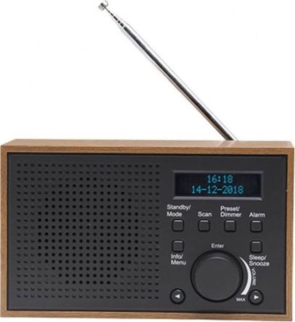 Denver DAB-46 Φορητό Ψηφιακό Ραδιόφωνο DAB+ & FM με Ξύλινο Περίβλημα και Ξυπνητήρι