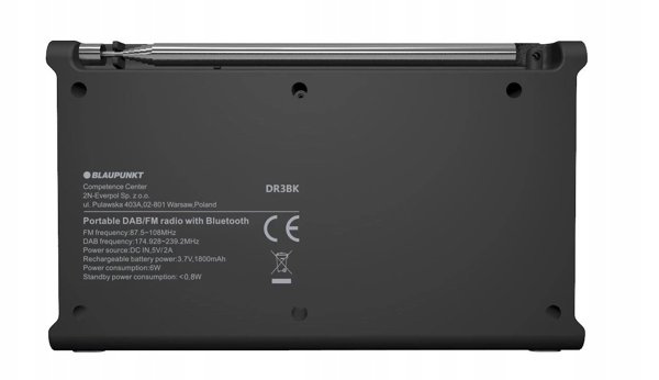 RADIO DR 3BK CYFROWE CZARNE AKUM. (DAB+/FM/RDS/BT/ZEGAR/ALARM)