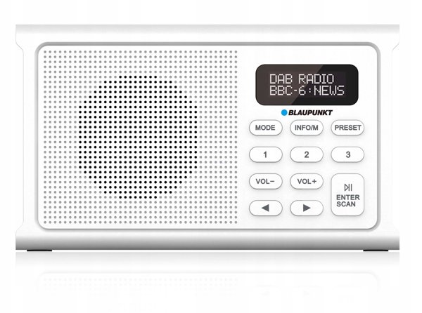 Ψηφιακό Ραδιόφωνο DR 3WH Λευκό με Μπαταρία (DAB+/FM/RDS/BT/Ρολόι/Ξυπνητήρι)