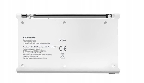 Ψηφιακό Ραδιόφωνο DR 3WH Λευκό με Μπαταρία (DAB+/FM/RDS/BT/Ρολόι/Ξυπνητήρι)
