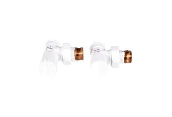 Σετ σύνδεσης καλοριφέρ INVENA CZ-31-K15-S, βαλβίδα παροχής+διακοπής, γωνιακή, λευκή.