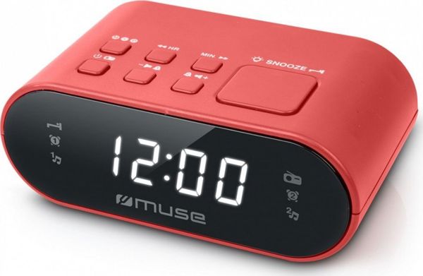 Ραδιόφωνο Ξυπνητήρι Muse M-10 Red, Επιτραπέζιο Ψηφιακό Ρολόι με Alarm