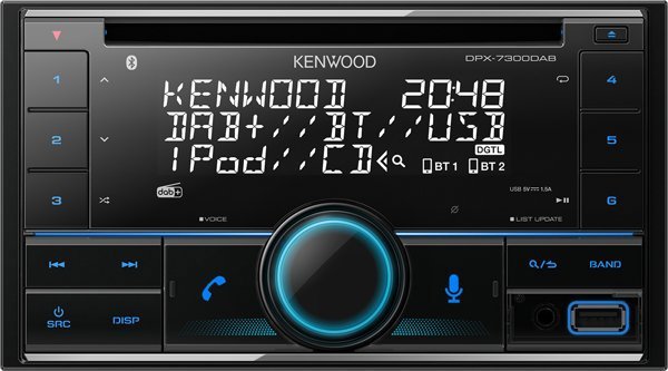 Kenwood DPX7300DAB Ραδιόφωνο Αυτοκινήτου 2 DIN με Bluetooth, DAB+ και CD Player, Μαύρο