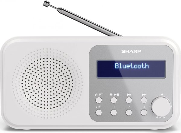 Sharp DRP420WH Ψηφιακό Ραδιόφωνο DAB+/FM, Mono, Λευκό, Λειτουργία με Μπαταρία & Ρεύμα