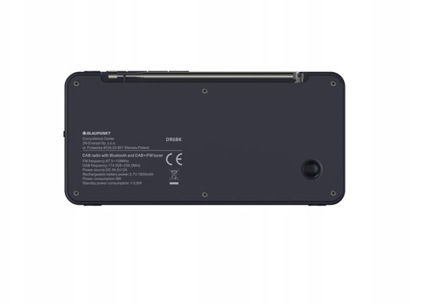 RADIO DR 6BK CYFROWE CZARNE AKUM. (DAB+/FM/RDS/BT/ZEGAR/ALARM)