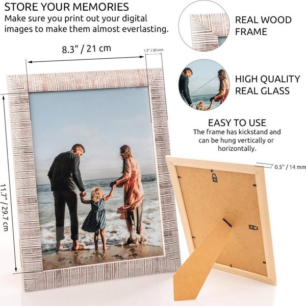 Κορνίζα Victoria Collection Κορνίζα φωτογραφιών Sand 21x29,7, ασημί (VI2456)