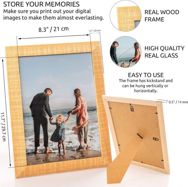Κορνίζα Victoria Collection Κορνίζα φωτογραφιών Sand 21x29,7, φυσικό (VI2453)